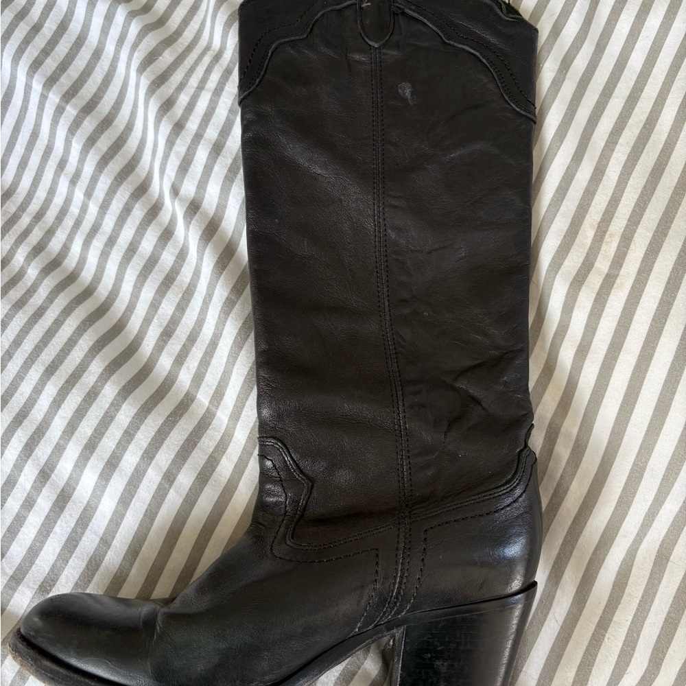 Frye Black Leather Heeled Boots - Picture 2 of 7